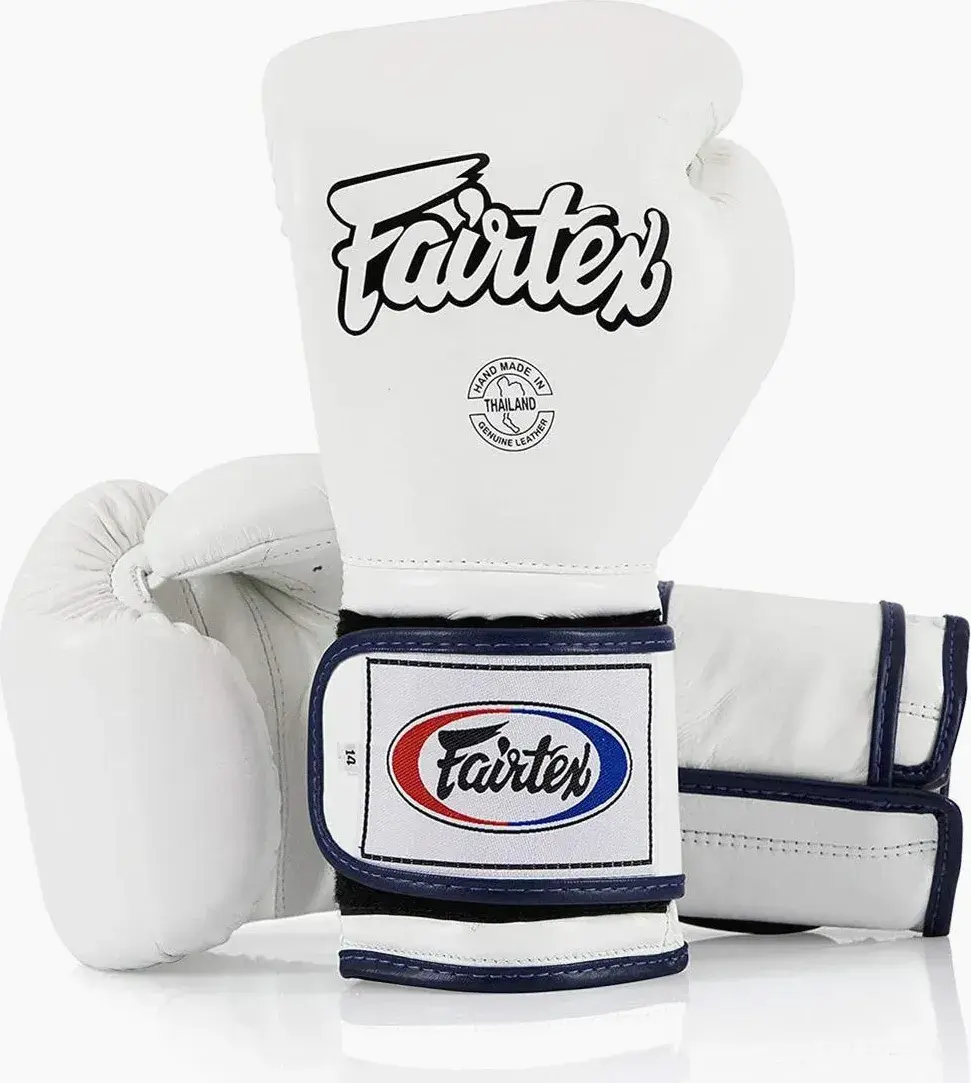 Guantes de boxeo Fairtex mexican style BGV9 piping blanco-azul
